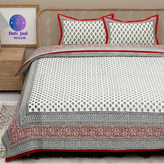 Zigzag Print Red King Size Bedsheet