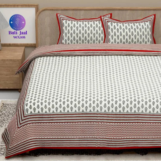 Handprinted Red King Size Bedsheet