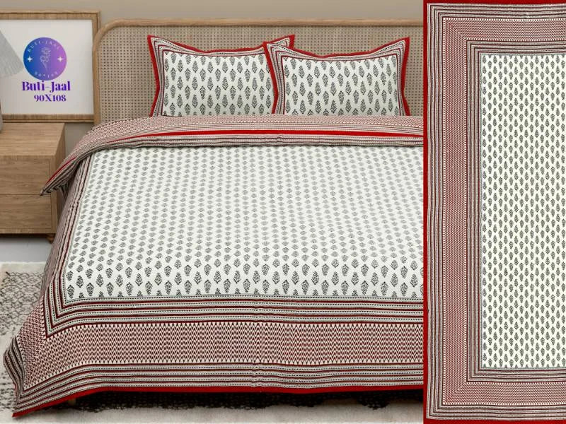 Handprinted Red King Size Bedsheet