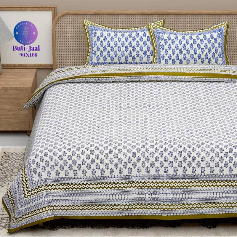 Beautiful Pure Cotton Blue King Size Bedsheet