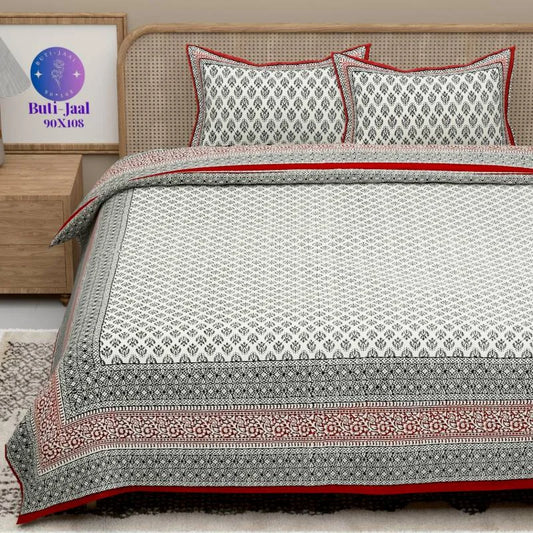 Rajputana Linens Buti Red King Size Bedsheet