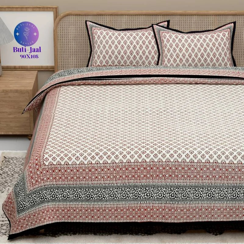 Rajputana Linens Buti Maroon King Size Bedsheet