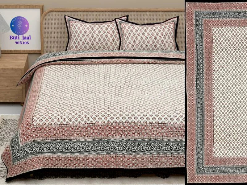 Rajputana Linens Buti Maroon King Size Bedsheet