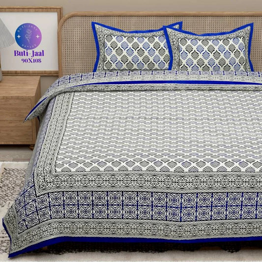 Blue Boota Pure Cotton King Size Bedsheet