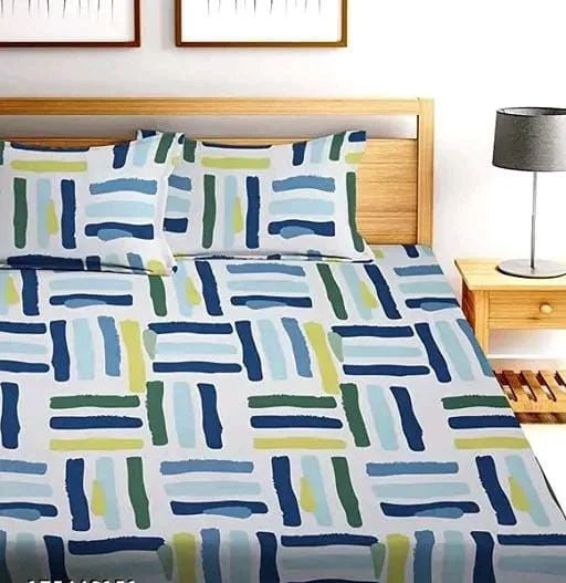 Rajputana Striped Multicolour Supersoft Fitted Cotton Bedsheet