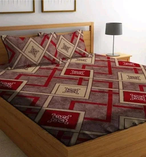 Crisscross Red Supersoft Fitted Cotton Bedsheet