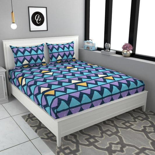 ZigZag Multicolour Supersoft Fitted Cotton Bedsheet