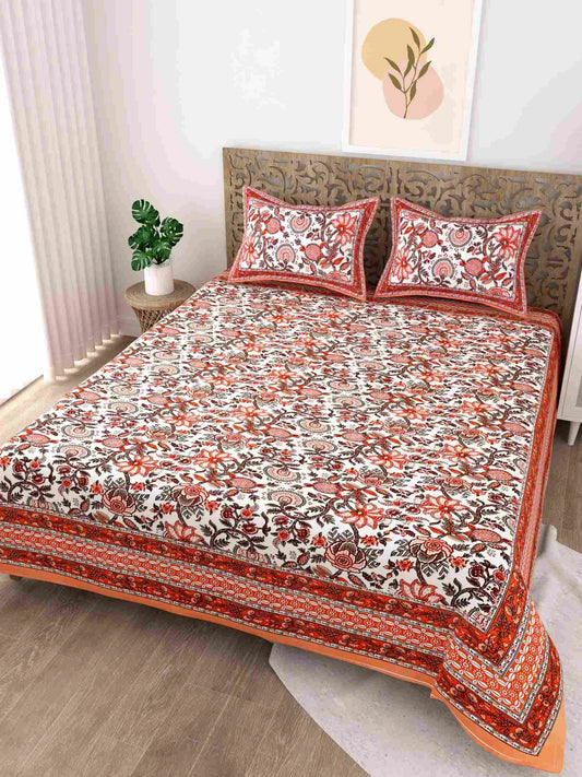 Forest Style Red King Size Cotton Bedsheet