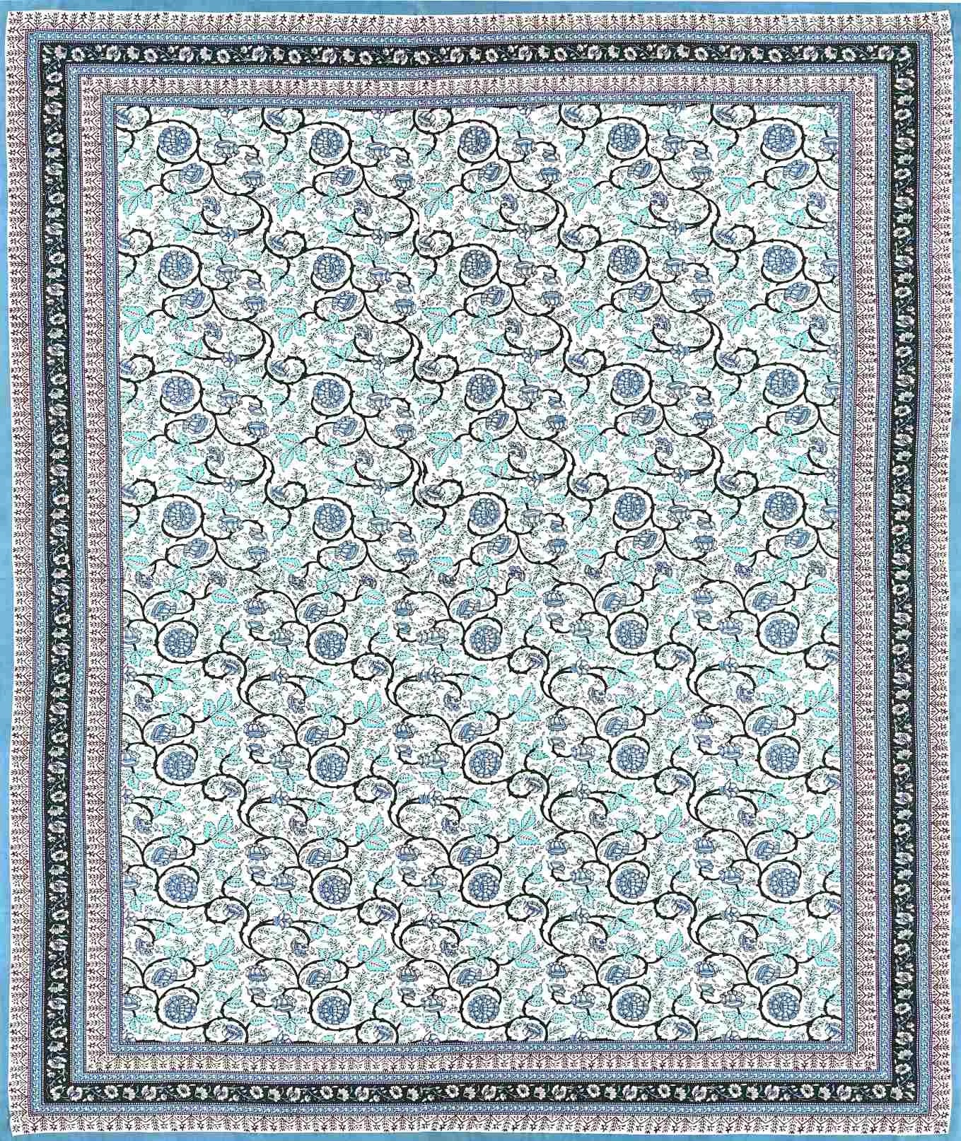 Pattachitra Collection Sky Blue King Size Cotton Bedsheet