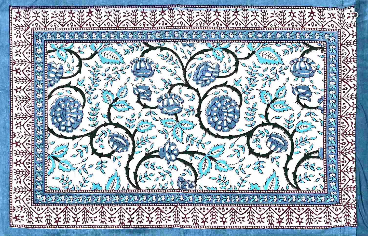 Pattachitra Collection Sky Blue King Size Cotton Bedsheet