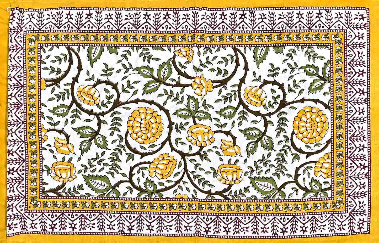 Pattachitra Collection Yellow King Size Cotton Bedsheet