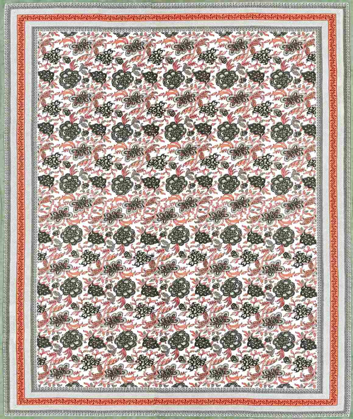 Rajputana Linens Floral Peach King Size Cotton Bedsheet