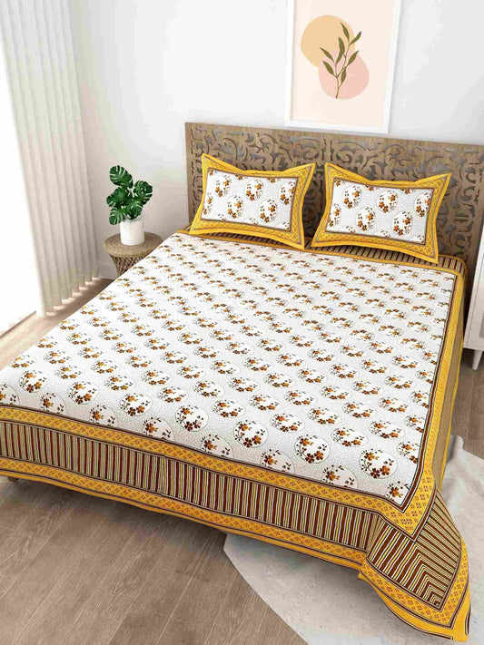 Boutique Yellow King Size Cotton Bedsheet