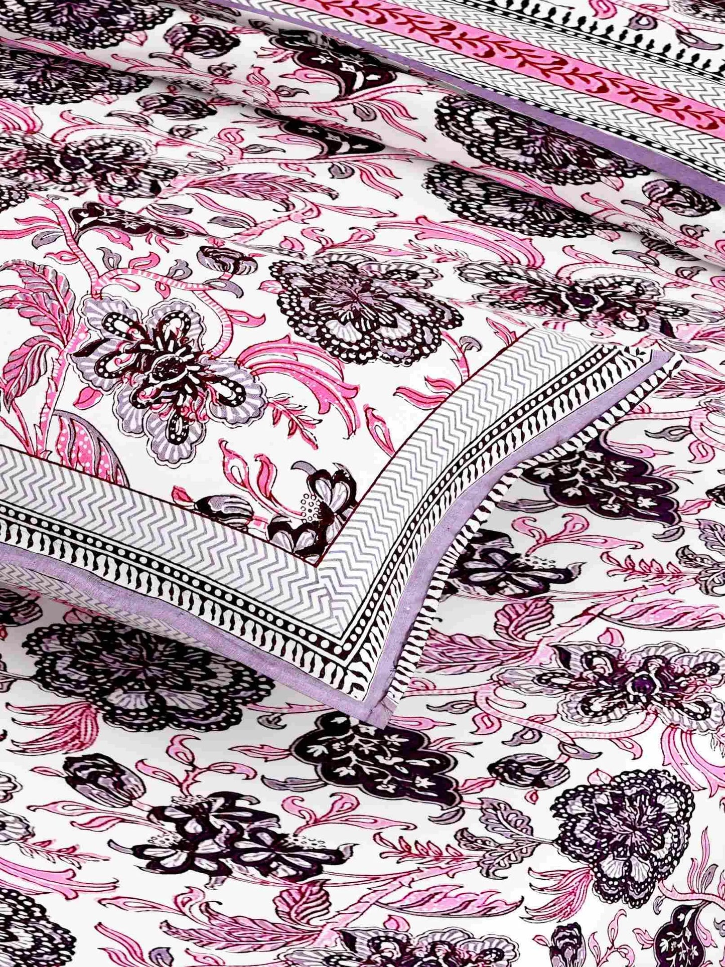 Rajputana Linens Floral Pink King Size Cotton Bedsheet