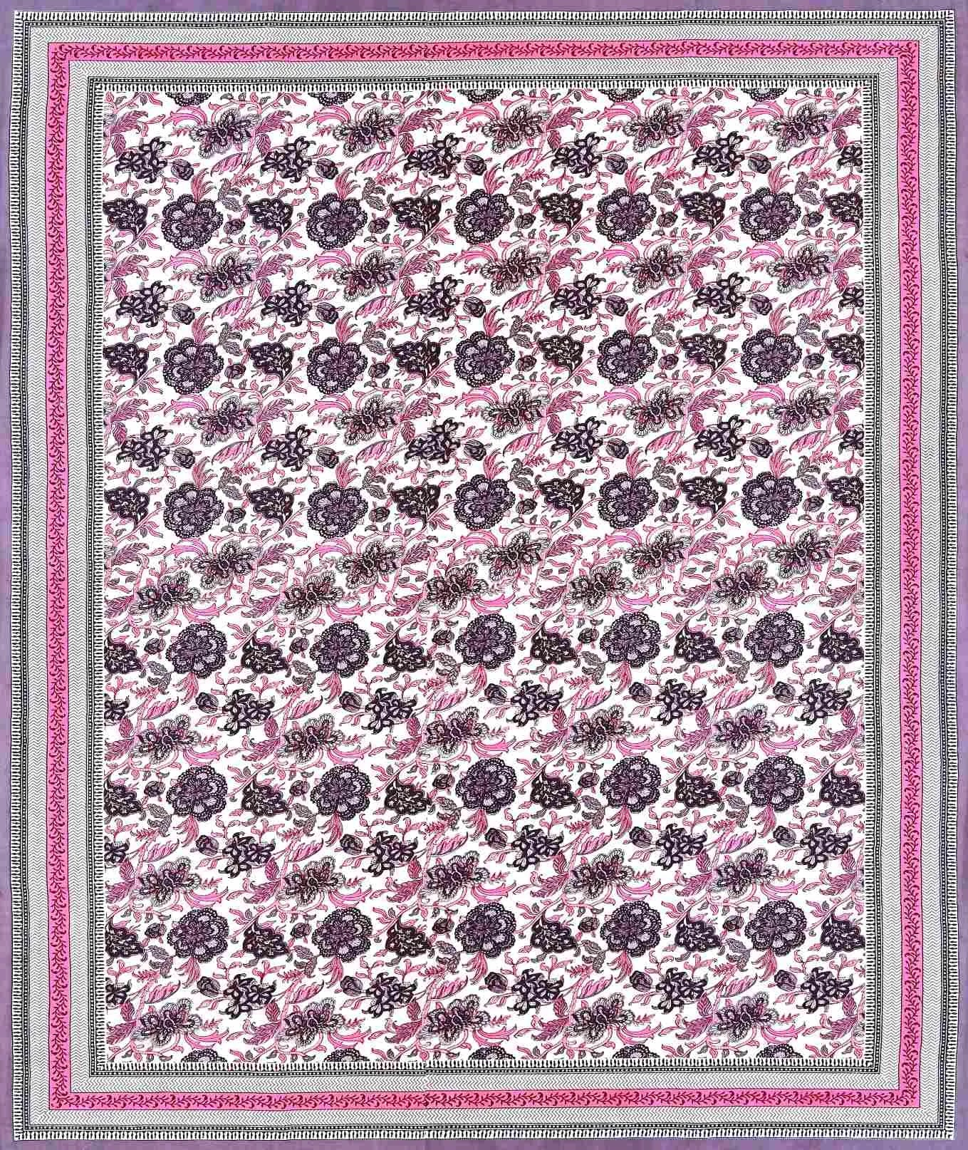 Rajputana Linens Floral Pink King Size Cotton Bedsheet