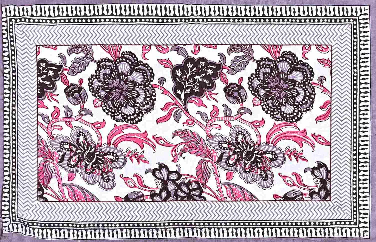 Rajputana Linens Floral Pink King Size Cotton Bedsheet