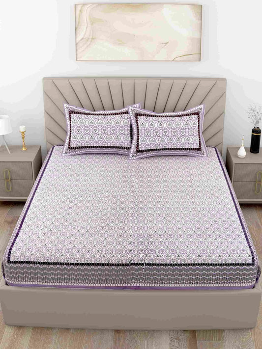 Print Root Classic Purple King Size Cotton Bedsheet