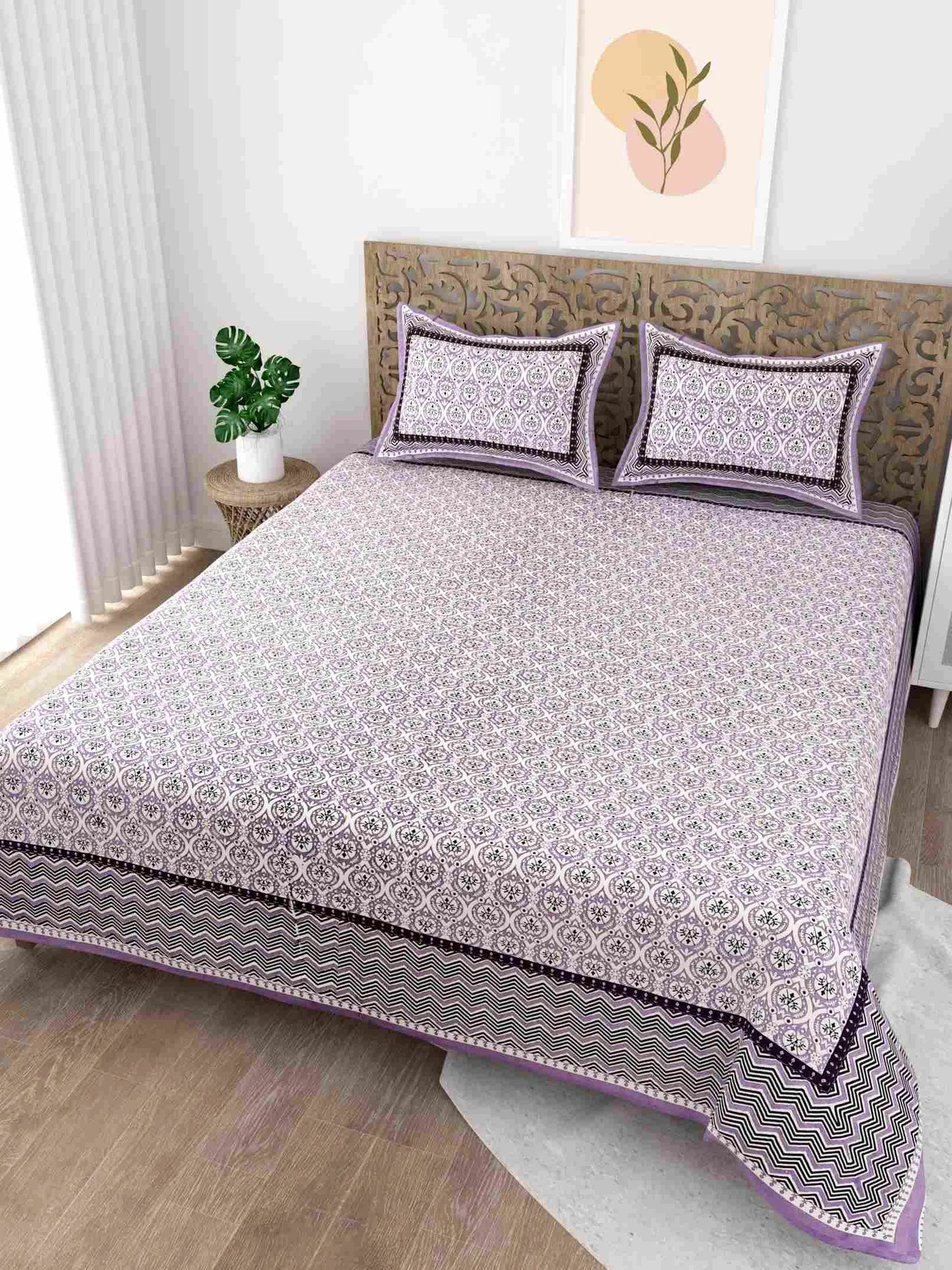 Print Root Classic Purple King Size Cotton Bedsheet