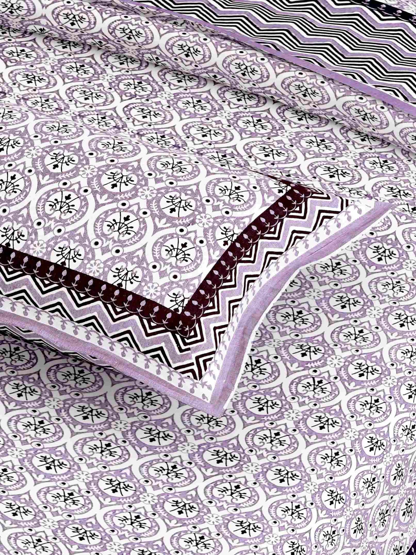 Print Root Classic Purple King Size Cotton Bedsheet