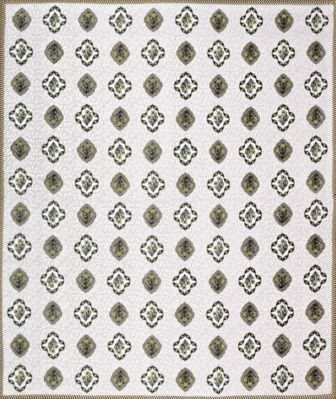 Block Printed Green King Size Cotton Bedsheet