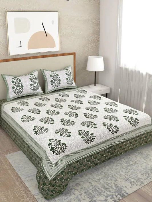 Authentic Genuine Green Patchworked Super King Size Bedsheet