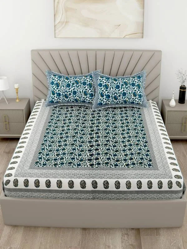 Vibrant Blue Super King Size Bedsheet