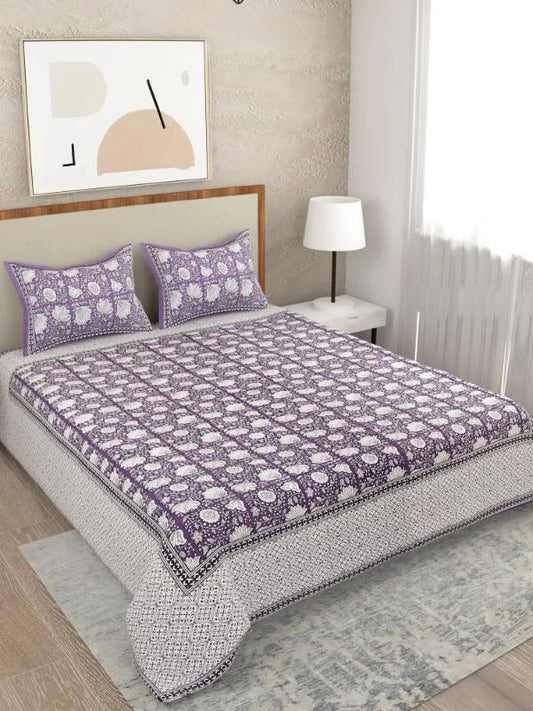 Rhythm Floral Purple Super King Size Bedsheet