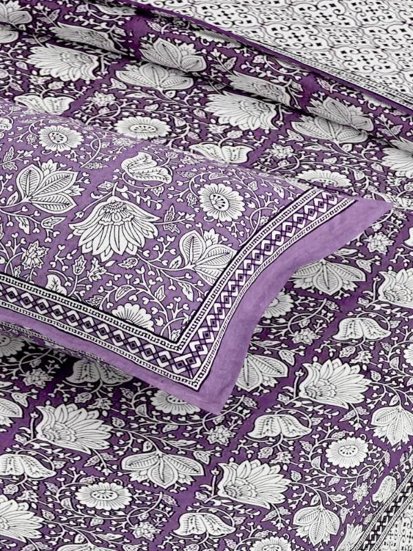 Rhythm Floral Purple Super King Size Bedsheet