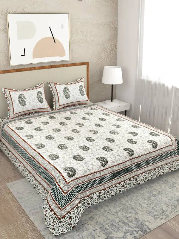 Handpicked Luxury Green Super King Size Bedsheet