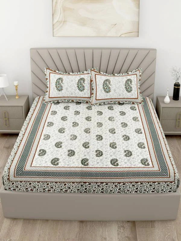 Handpicked Luxury Green Super King Size Bedsheet