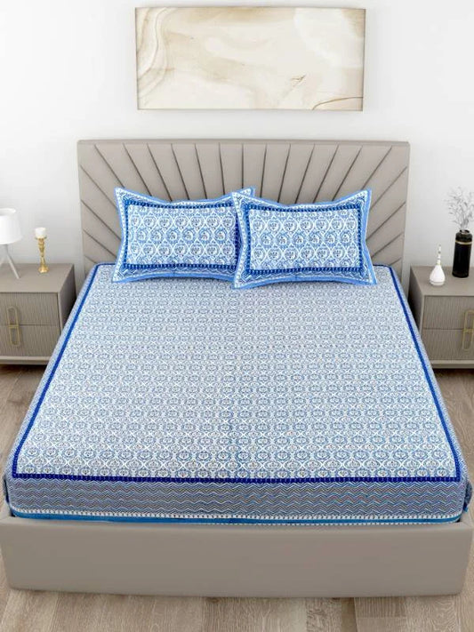 Print Root Classic Blue King Size Cotton Bedsheet