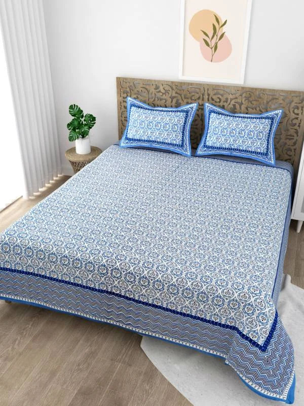 Print Root Classic Blue King Size Cotton Bedsheet