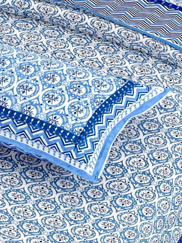 Print Root Classic Blue King Size Cotton Bedsheet