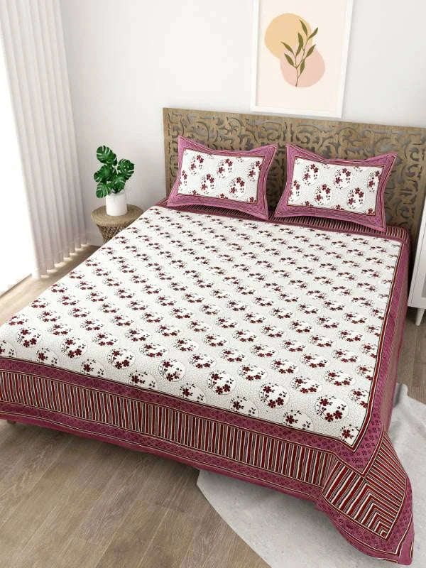 Boutique Pink King Size Cotton Bedsheet