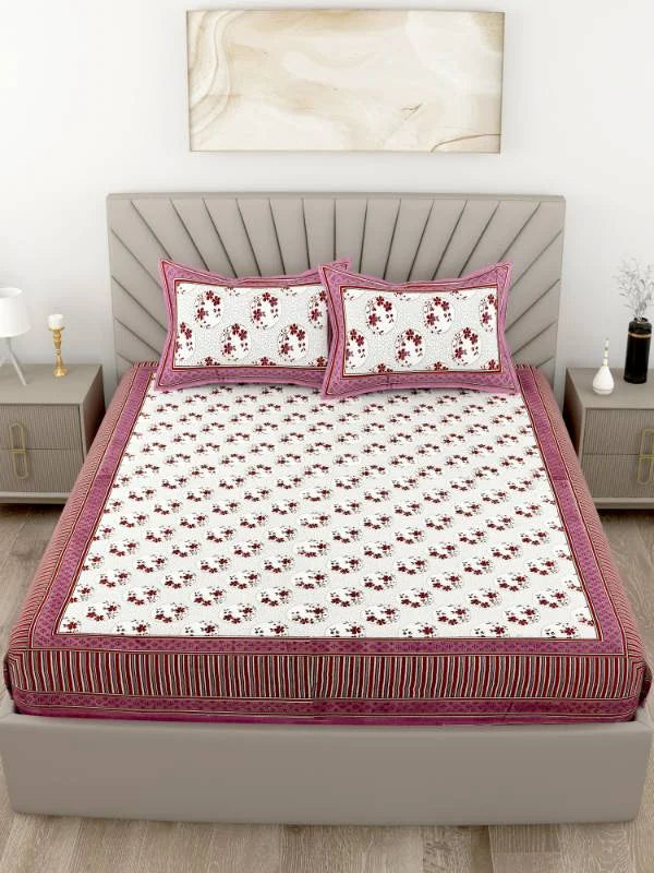 Boutique Pink King Size Cotton Bedsheet