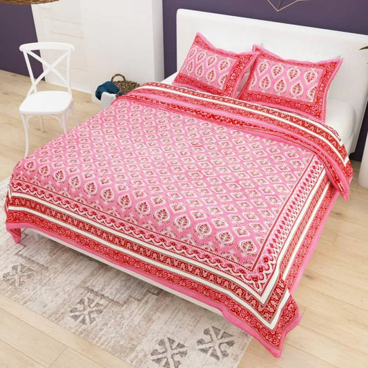 Handpicked Luxury Red King Size Cotton Bedsheet