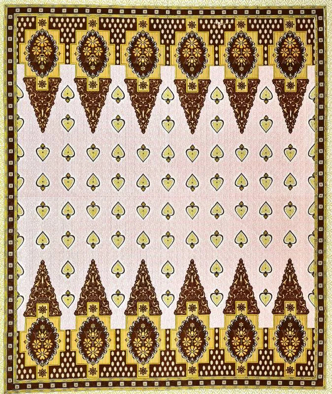 Card Print Jaipuri Yellow King Size Cotton Bedsheet