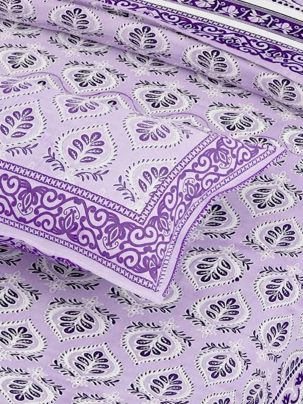 Handpicked Luxury Purple King Size Cotton Bedsheet