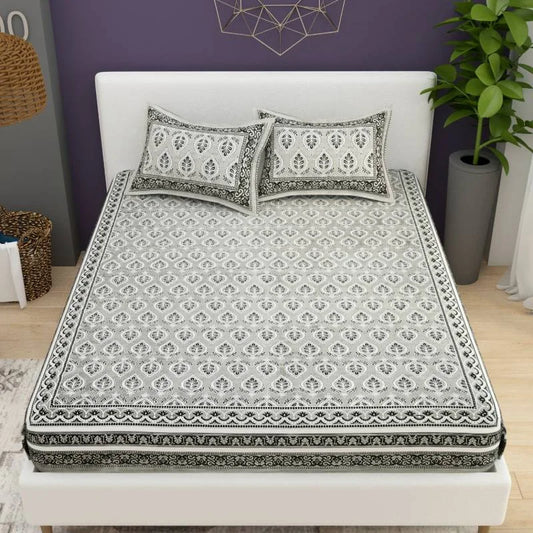 Handpicked Luxury Grey King Size Cotton Bedsheet