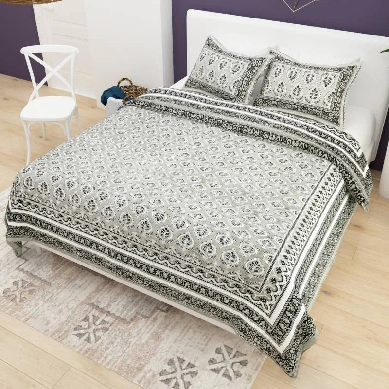 Handpicked Luxury Grey King Size Cotton Bedsheet