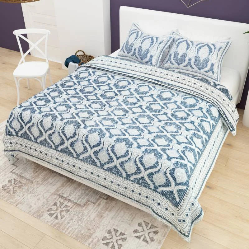 Classic Looking Grey King Size Cotton Bedsheet